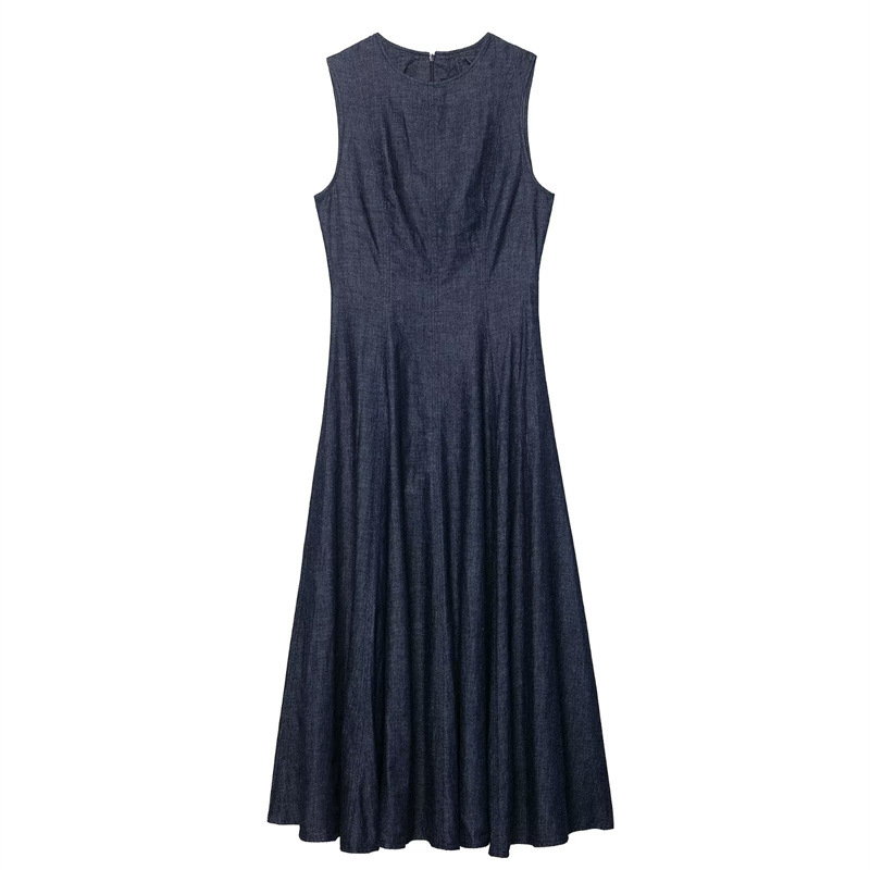 Midi Dress - Yeni slim fit moda retro denim