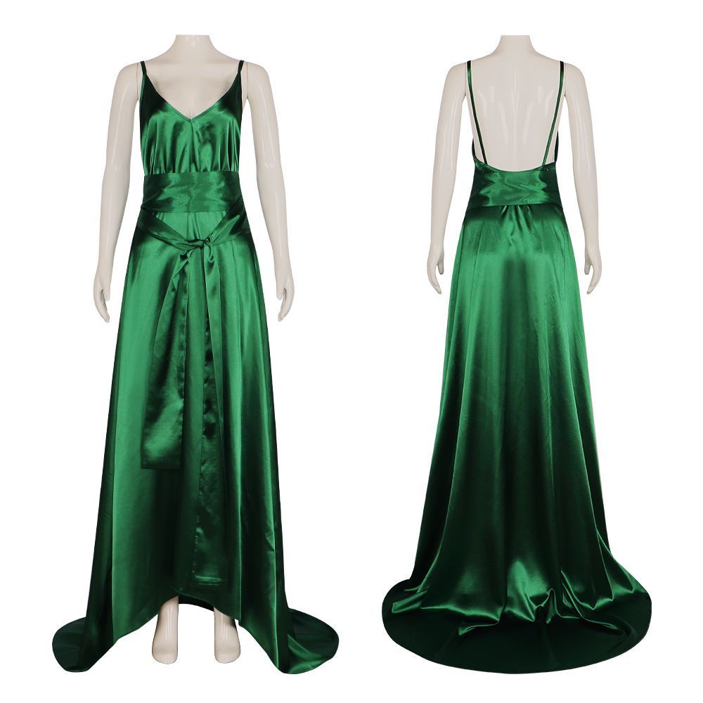 Evening Gown - Zümrüt Yeşili Saten İçlikli Elbise -