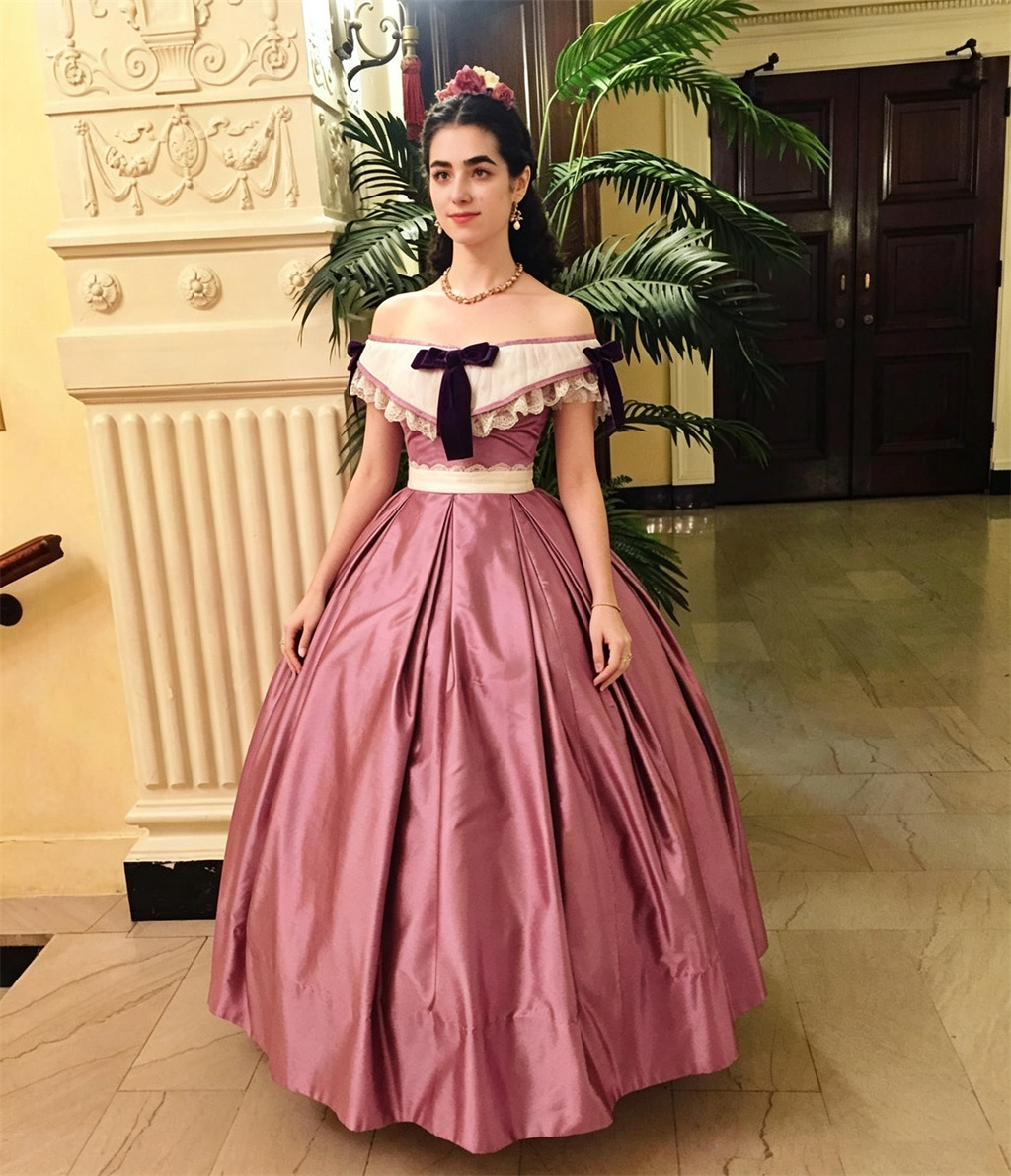 Evening Gown - Retro Viktorya Dönemi Asil Kadın Elbisesi,