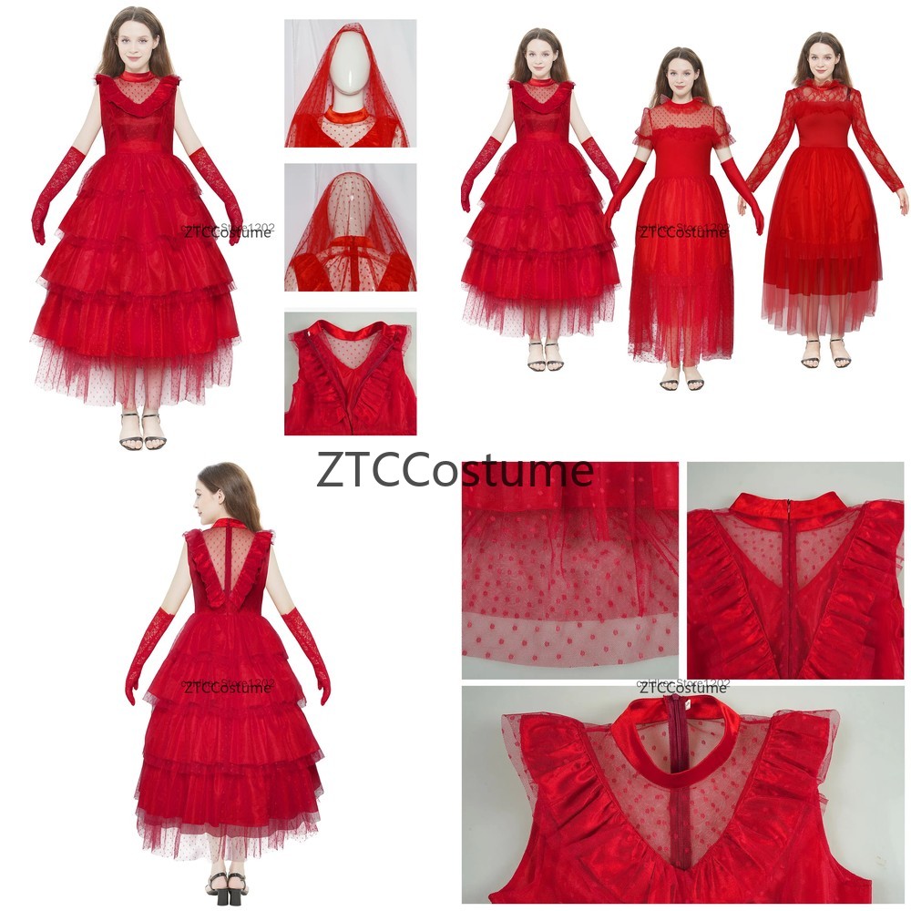Evening Gown - Lydia Deetz Cosplay Kostüm Gotik Kırmızı