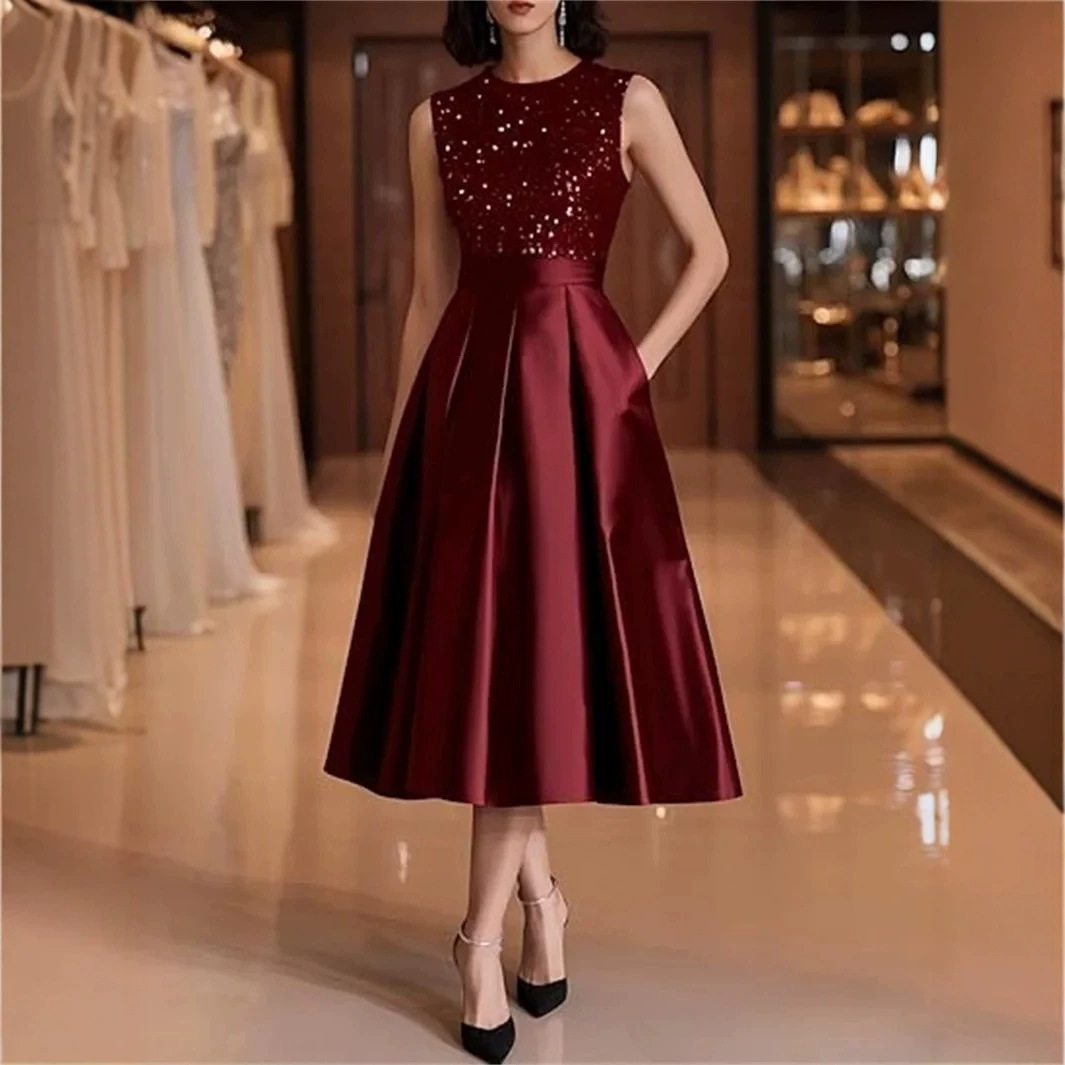 Bordo Payet Saten Midi Elbise  - Midi Dress incelemesi ve fiyatı