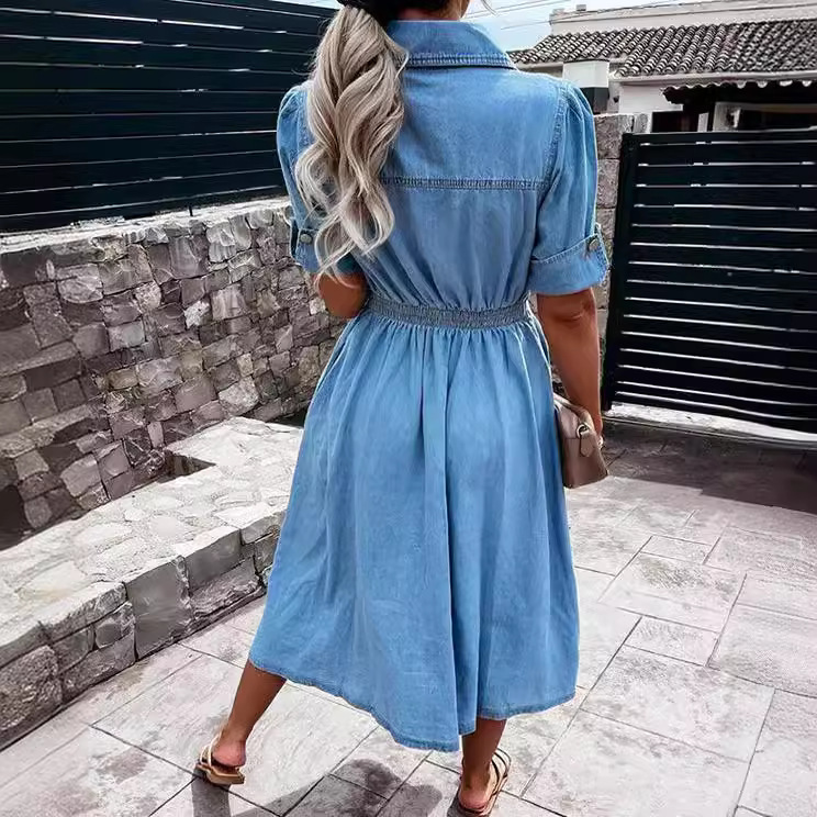 Kadın Açık Renk Kot Gömlek Elb - Midi Dress incelemesi ve fiyatı
